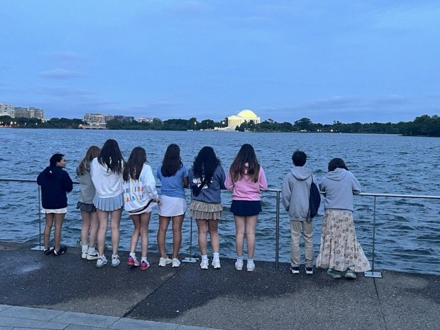 Landmark 8th graders overlooking D.C. tidal pool